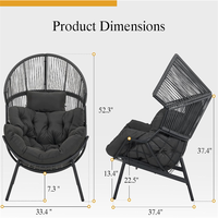 Chaise de patio surdimensionnée en rotin à prix abordable, chaise œuf bohème en rotin pour jardin et véranda