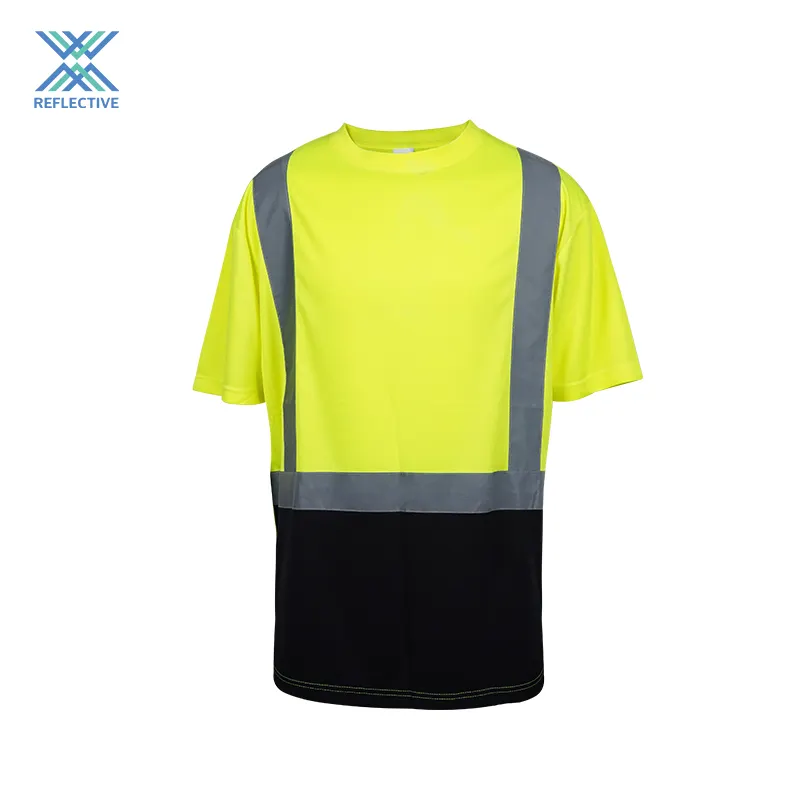 LX半袖Hi Vis安全Tシャツ反射ポロシャツカスタムロゴ反射安全Tシャツ男性用