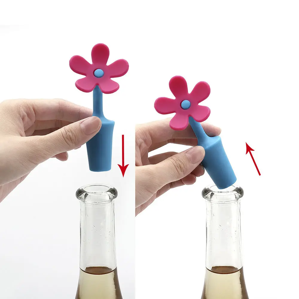 IN STOCK Custom Wine Accessories Silicone Corks Reusable Flower Shape Silicone Champagne Bottle Wine Stopper