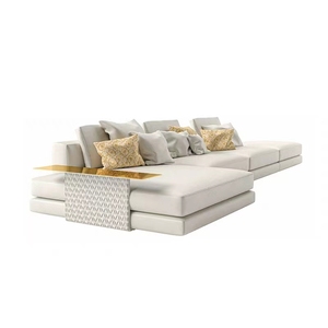Usine chinoise L forme cuir glam italien canapé ensemble meubles salon moderne luxe blanc - Product Image 1
