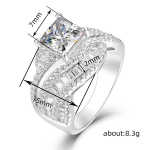 Twisted Square Four Prong Pave Crystal Ring for Women Elegant Fashion Daily Party Accessories - Product Image 4