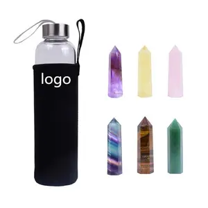 550ml Infused Natural Amethyst Crystal Wands Crystal Point Water Bottle