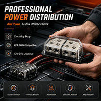 Boîtier de modification et de distribution d'amplificateur audio 12V 4 entrées 0GA 4GA 2 sorties 4GAC avec bornes à sertir pour usage automobile