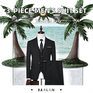 Traje Formal de Negocios de 3 Piezas para Hombre, Corte Slim Coreano, 100% Algodón Transpirable Antiarrugas, Chaqueta, Chaleco y Pantalones - Product Image 2