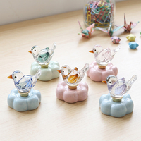 Figurine d'oiseau rotative en verre transparent de style Murano, ornée de cristaux, pour la décoration de la maison, du bureau ou comme cadeau