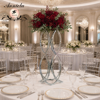Support de centre de table torsadé à double boucle ANNIELU pour vase floral, idéal pour la décoration de tables de réception de mariage et de dîner