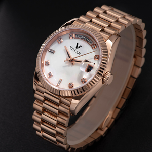 Business 3atm impermeable Color oro rosa caja diamante escala <span class=keywords><strong>semana</strong></span> fecha personalizable hombre reloj Shell Dial 36 Mm relojes de cuarzo - Product Image 4