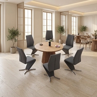 Table à manger extensible 1200-2000 mm, table moderne en MDF imitation bois de frêne avec base cannelée pour la maison, le restaurant, l'hôtel, la salle à manger