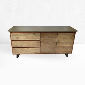Buffet minimaliste moderne en bois d'acacia avec dessus en béton et deux portes et trois tiroirs du Vietnam - Product Image 4