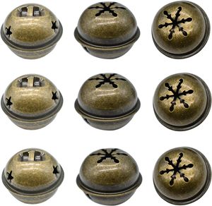 Antike Messing Jingle Bells 1,34 Zoll Bronze Star mit Schneeflocken Kleines elliptisches Design für Crafts Christmas Plated Technique - Product Image 1