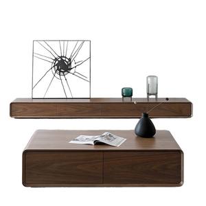 Mueble de <span class=keywords><strong>TV</strong></span> de Madera Maciza Estilo Antiguo, Mueble de Suelo de Estilo Nórdico Color Nogal, Mueble Integrado Estrecho para Sala de Estar de Apartamento Pequeño - Product Image 5