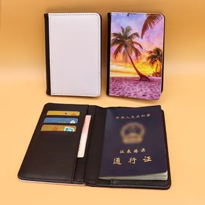 Portefeuille porte-cartes familial de voyage de style professionnel de qualité supérieure avec sublimation personnalisée, couverture de passeport en cuir vierge avec logo