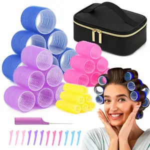 Amazon hot sale plastic self grip hair rollers hair curler roller set with hair clip design