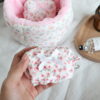Logo personnalisé Taille Mini Zipper Coton Matelassé Changement de Pièce de Monnaie Brillant à Lèvres Porte-clés Pochette avec Nœud Décor
