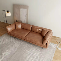 Ensemble de canapés d'angle modulables en cuir huilé de luxe design vintage pour le salon, la villa et l'hôtel.