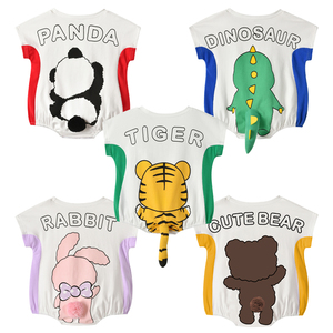 <span class=keywords><strong>Combinaison</strong></span> d'été pour nouveau-né pour garçons et filles Barboteuse en coton animal pour bébé avec fermeture à bouton pression Bodysuit à manches courtes - Product Image 4