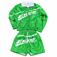 Ensemble de shorts de sport personnalisés avec impression par sublimation intégrale pour unisexe, logo personnalisé, graphiques, veste coupe-vent zippée, survêtements unisexes