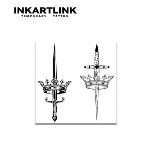 INKARTLINK Pegatina de <span class=keywords><strong>Tatuaje</strong></span> <span class=keywords><strong>Espada</strong></span> y Corona, Daga Real, Herbal, Semipermanente 15 Días, Arte Corporal para Antebrazo, Venta al por Mayor - Product Image 3