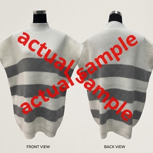 <span class=keywords><strong>Gilet</strong></span> en tricot côtelé épais pour femme, sans manches, col montant, coupe ample et <span class=keywords><strong>oversize</strong></span>, à rayures et blocs de couleur personnalisés - Product Image 5