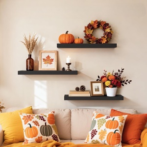 Estantería de Acero Industrial de 3 Niveles con Revestimiento de Madera, Estantes Flotantes con Soportes Invisibles para Decoración de Pared, Baño, Cocina, Sala de Estar - Product Image 1