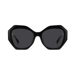Kacamata hitam buatan khusus logo desainer rantai kacamata lunette soleil funky asetat bingkai besar
