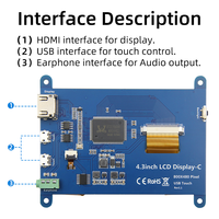 Écran LCD 4,3 pouces 800*480 avec écran tactile capacitif pour Raspberry Pi 5 4B 3B 2B B+ B 3A+ A+ W Zero H57 Chine