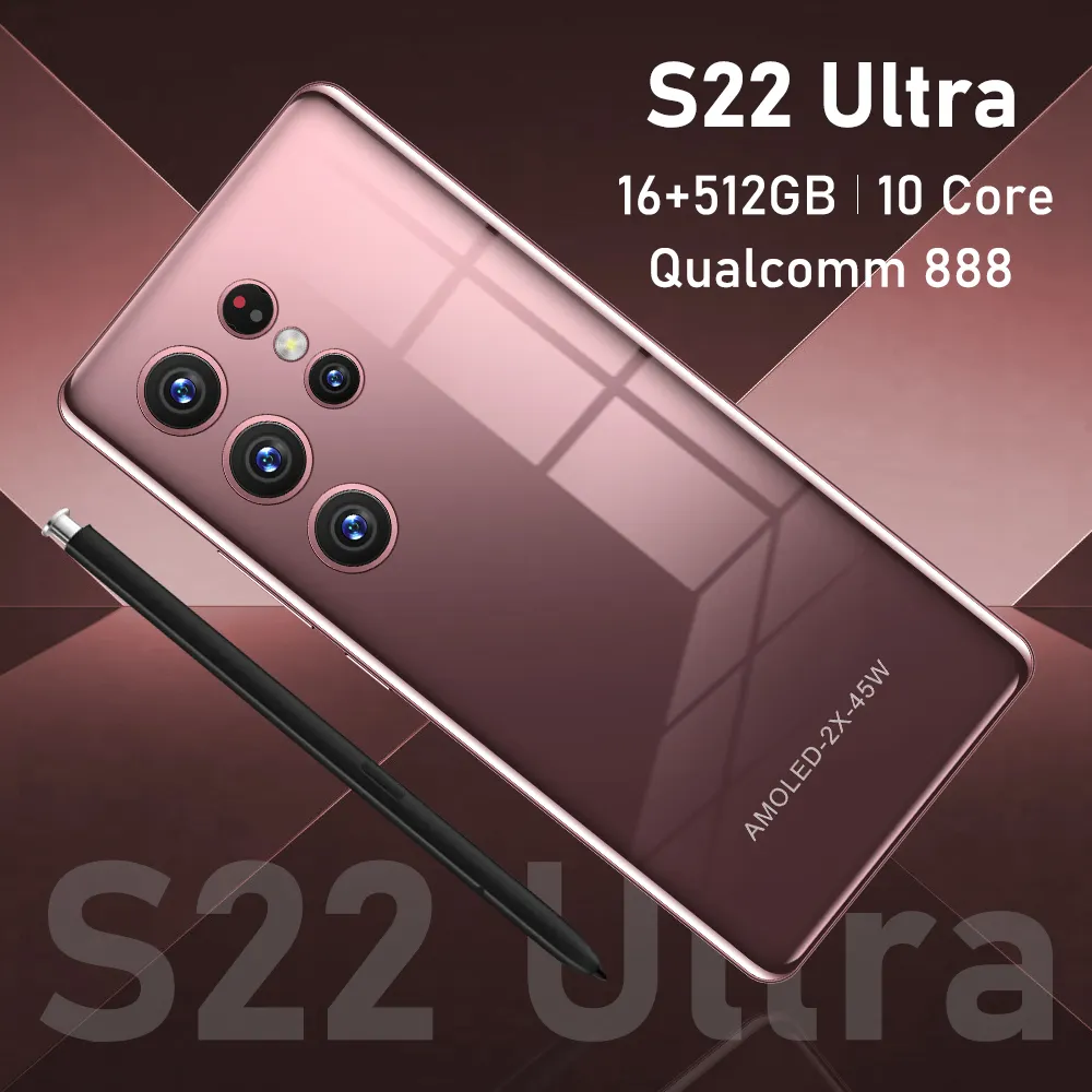 هاتف S22 الترا الذكي 16 جيجابايت + 512 جيجابايت 16 ميجابكسل + 48 ميجابكسل شاشة 5.8 بوصة ومعالج 10 أنوية يدعم شبكة الجيل الرابع مع شريحة مزدوجة هاتف محمول يعمل بنظام الأندرويد