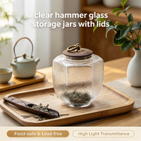 Contenants en verre écologiques faits à la main, transparents, hexagonaux, en verre borosilicate de haute qualité, pour le stockage des aliments et du thé, avec couvercles en bambou