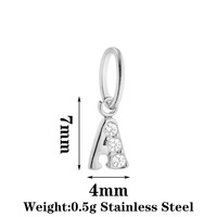 Pendentif Mini Lettre 7mm en Acier Inoxydable Plaqué Or 18K PVD avec Zircon Exquis, Vente en Gros, Bijoux DIY pour Collier et Bracelet