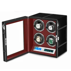 Automatic Watch Winder with Quiet Japanese Mabuchi Motor Microfiber Leather Acrylic Sheet High-grade black leather Maserati red