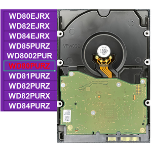 Disque dur de surveillance WD80PURZ Purple 8 To SATA 6 Gb/s 5400 tr/min 128 Mo de cache 3,5 pouces AllFrame pour système de caméra de sécurité NVR DVR 24/7 - Product Image 1