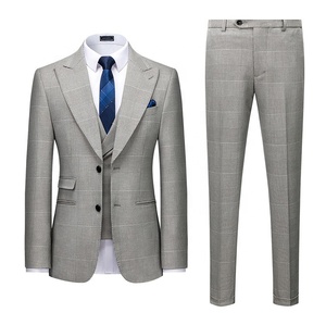 Venta al por mayor de tres piezas Trajes de los hombres de moda Delgado Oficina de negocios Hombres Traje DE <span class=keywords><strong>BODA</strong></span> Conjuntos Blazer + Pantalones + <span class=keywords><strong>Chaleco</strong></span> de los hombres Top - Product Image 1