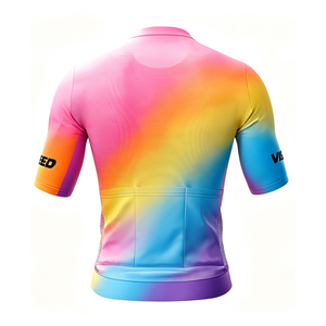 <span class=keywords><strong>Maillot</strong></span> de <span class=keywords><strong>cyclisme</strong></span> à manches courtes dégradé <span class=keywords><strong>arc</strong></span>-<span class=keywords><strong>en</strong></span>-<span class=keywords><strong>ciel</strong></span> pour hommes, respirant, séchage rapide, pour course sur route, avec logo personnalisé par sublimation - Product Image 5