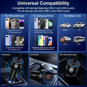 Chargeur de voiture Type C 30W, câble à ressort pour charge rapide, pour téléphone avec port USB-C, entrée 12V - Product Image 4
