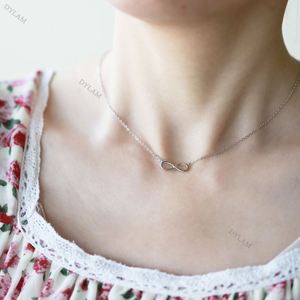 Collier Dylam Thin Minilistic plaqué or 18 carats, bijoux de tous les jours, amour infini, collier en argent sterling 925 véritable, infini en forme de 8 - Product Image 4
