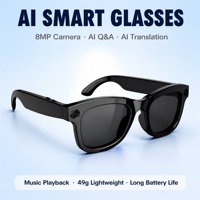 Gafas Inteligentes con IA, Cámara de 8MP, Video 1080P, Traducción en Tiempo Real a Más de 100 Idiomas, Preguntas y Respuestas con IA, 49g, IP67, Llamadas Inalámbricas, Reproducción de Música por Aplicación