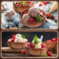 Ensemble de 10 bols à salade en bois, plateaux de service sculptés à la main pour le pop-corn, les pâtes, les bonbons, les céréales