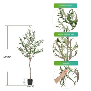 Plantes d'olivier vert artificielles avec troncs et tiges détachables, fruits à <span class=keywords><strong>haute</strong></span> simulation - Product Image 2