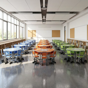 Muebles escolares, mesa <span class=keywords><strong>de</strong></span> entrenamiento hexagonal plegable y silla, escritorio y silla plegables trapezoidales móviles para estudiantes <span class=keywords><strong>de</strong></span> primaria - Product Image 2