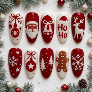 Décorations d'ongles de Noël 30 pièces, motifs élan <span class=keywords><strong>rose</strong></span>, rayures et bonhomme de neige, style Europe et Amérique, mode, vente en gros - Product Image 6