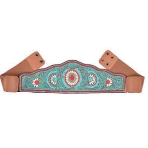 Cinturón de Cuero Bordado Angelina Deparis 75x10.5cm, Accesorio Casual Bohemio con Diseño Floral - Product Image 2