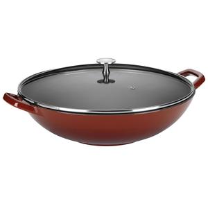 Wok con tapa de vidrio de 32 cm para cocinar a la wok - Product Image 1