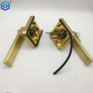 Cerradura de manija de puerta de vidrio con marco delgado de aluminio de latón satinado - Product Image 5