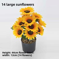 Bouquet de tournesols artificiels, tige de tournesol artificielle, faux tournesol réaliste pour la décoration de la maison, des mariages et des fêtes, pot non inclus