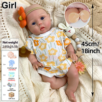 Poupée Reborn réaliste en silicone de 18 pouces, avec possibilité de greffe de cheveux, poupées nouveau-né, corps souple, décoration DIY