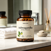 Capsules d'Ashwagandha Extra Fortes 60 Unités Adaptogène Soutien au Sommeil Calme OEM ODM Marque Privée Supplément Vente en Gros