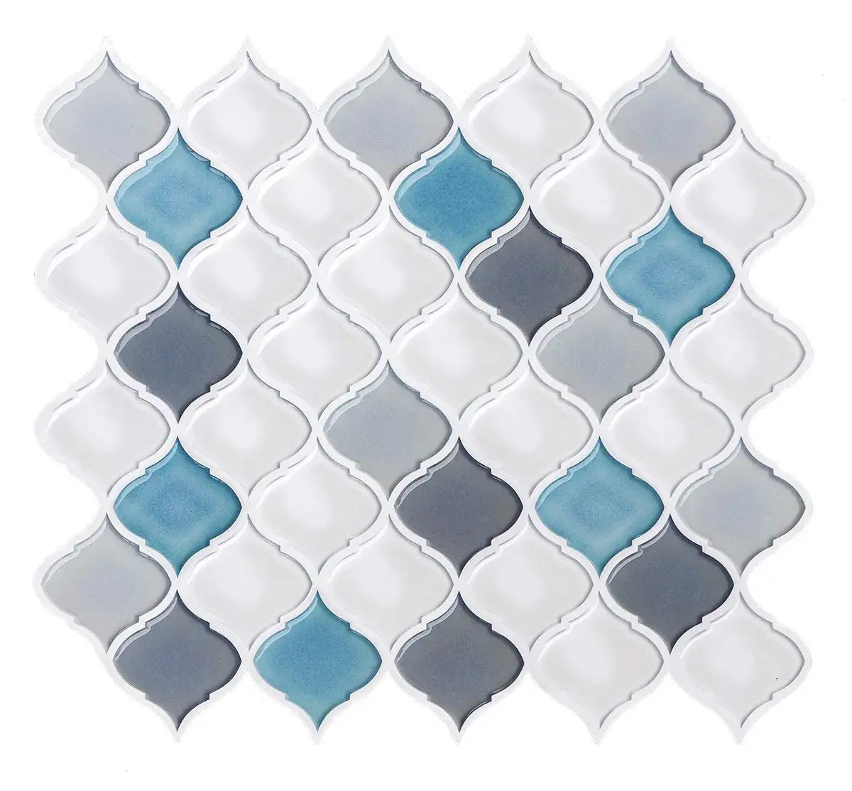 Grey-White Lantern Wall Sticker Premium Anti-Mold Self Adhesive Wallpaper Waterproof Peel And Stick 3D Wall Tiles for Kitchen