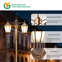 Farola de Jardín de Aluminio al por Mayor, IP65 Impermeable, LED Blanco Cálido de 3000k, Poste de Luz Clásico para Jardín, Alimentación CA, Certificado CE