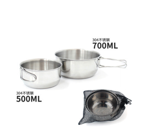 Juego de 2 Tazas Plegables de Acero Inoxidable de 500ml y 700ml para Picnic, Camping, Senderismo, Viajes, Comida al Aire Libre - Product Image 3