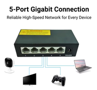 Switch Jaringan Gigabit 5 Port 10/100/1000Mbps Desktop Logam 4.8Gbps Plug and Play QoS Dapat Ditumpuk untuk Kamera IP Kantor Rumah